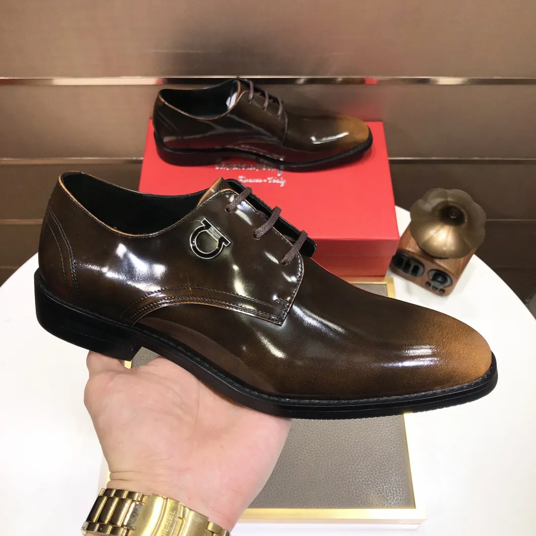 Men's shoes 💰540💰[Ferragamo/Ferragamo] (high-end Niuli) New 🍀 Ferragamo* - top version Ferragamo's classic formal leather shoes! Made of imported original cowhide, the inner top layer is comfortable cowhide lining! Original wear-resistant rubber outsole! High quality products! Code number 38-44!